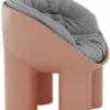 Casa Padrino Luxus Designer Sessel mit Elefantenbeinen Rosa / Grau 84 x 57 x H. 63 cm - Wohnzimmer Sessel - Hotel Sessel - Wohnzimmer Möbel - Hotel Möbel - Luxus Qualität - Made in Italy