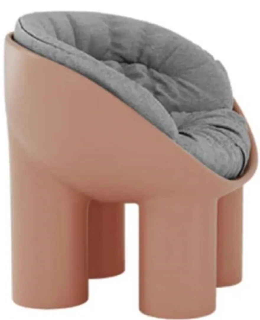 Casa Padrino Luxus Designer Sessel mit Elefantenbeinen Rosa / Grau 84 x 57 x H. 63 cm - Wohnzimmer Sessel - Hotel Sessel - Wohnzimmer Möbel - Hotel Möbel - Luxus Qualität - Made in Italy