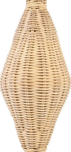 Casa Padrino Luxus Designer Stehleuchte Naturfarben Ø 70 x H. 177 cm - Runde Rattan Stehlampe - Wohnzimmer Stehleuchte - Luxus Leuchten - Luxus Stehleuchten