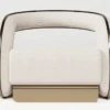Casa Padrino Luxus Designer Sessel Creme / Dunkelbraun / Messing 105 x 96 x H. 74 cm - Wohnzimmer Sessel - Hotel Sessel - Wohnzimmer Möbel - Hotel Möbel - Luxus Möbel