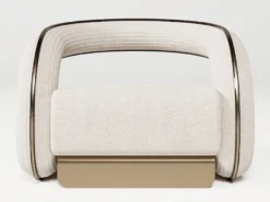 Casa Padrino Luxus Designer Sessel Creme / Dunkelbraun / Messing 105 x 96 x H. 74 cm - Wohnzimmer Sessel - Hotel Sessel - Wohnzimmer Möbel - Hotel Möbel - Luxus Möbel