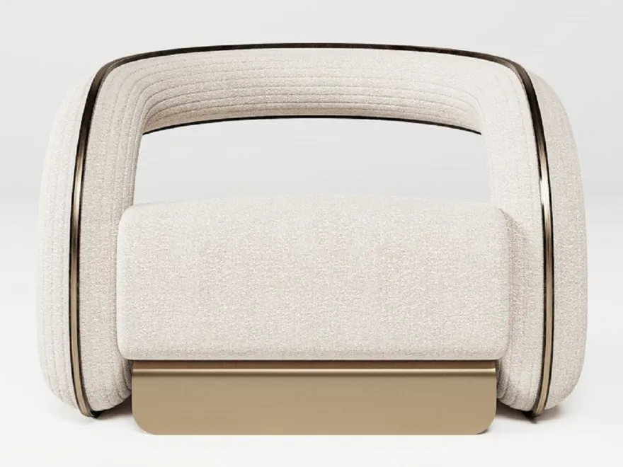 Casa Padrino Luxus Designer Sessel Creme / Dunkelbraun / Messing 105 x 96 x H. 74 cm - Wohnzimmer Sessel - Hotel Sessel - Wohnzimmer Möbel - Hotel Möbel - Luxus Möbel
