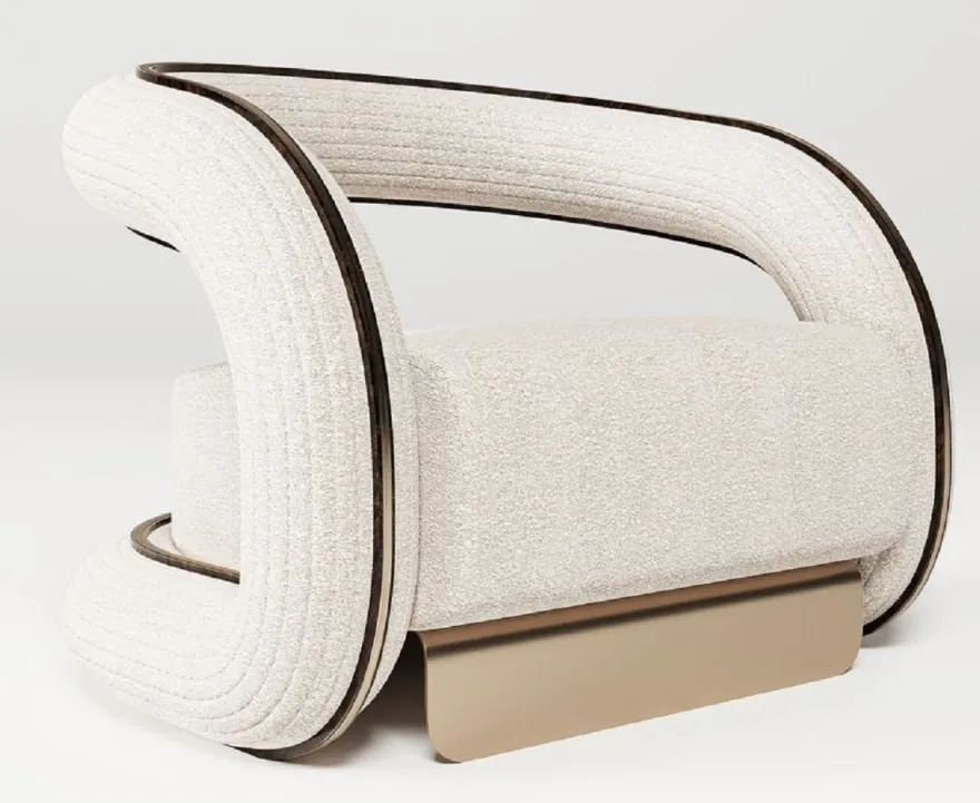 Casa Padrino Luxus Designer Sessel Creme / Dunkelbraun / Messing 105 x 96 x H. 74 cm - Wohnzimmer Sessel - Hotel Sessel - Wohnzimmer Möbel - Hotel Möbel - Luxus Möbel