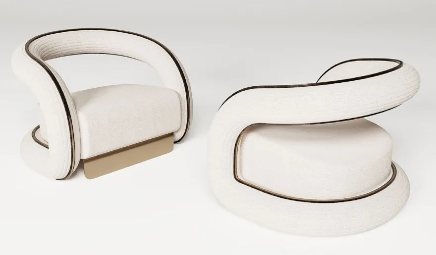 Casa Padrino Luxus Designer Sessel Creme / Dunkelbraun / Messing 105 x 96 x H. 74 cm - Wohnzimmer Sessel - Hotel Sessel - Wohnzimmer Möbel - Hotel Möbel - Luxus Möbel