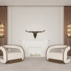 Casa Padrino Luxus Designer Sessel Creme / Dunkelbraun / Messing 105 x 96 x H. 74 cm - Wohnzimmer Sessel - Hotel Sessel - Wohnzimmer Möbel - Hotel Möbel - Luxus Möbel