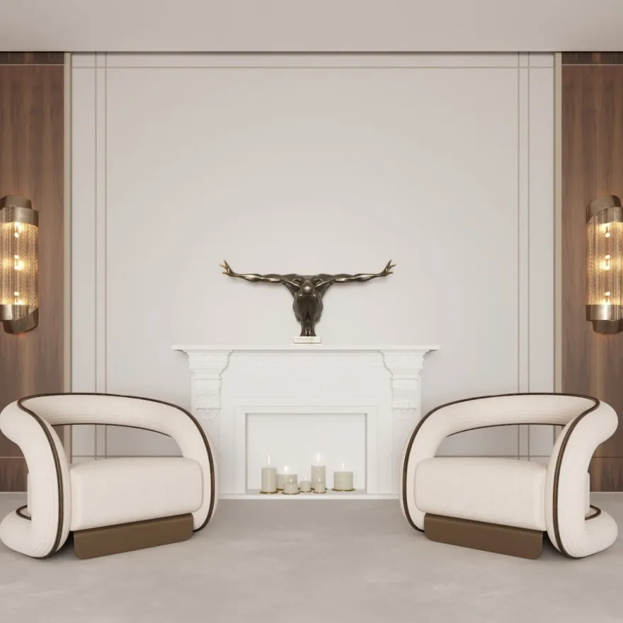 Casa Padrino Luxus Designer Sessel Creme / Dunkelbraun / Messing 105 x 96 x H. 74 cm - Wohnzimmer Sessel - Hotel Sessel - Wohnzimmer Möbel - Hotel Möbel - Luxus Möbel