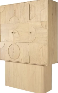 Casa Padrino Luxus Designer Schrank Naturfarben 130 x 45 x H. 190 cm - Massivholz Regalschrank mit 3 Türen - Schlafzimmer Schrank - Wohnzimmer Schrank - Büro Schrank - Luxus Möbel