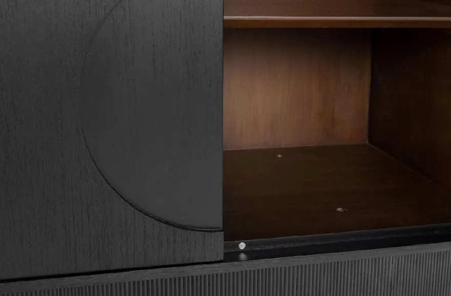 Casa Padrino Luxus Designer Schrank Schwarz 130 x 45 x H. 190 cm - Massivholz Regalschrank mit 3 Türen - Schlafzimmer Schrank - Wohnzimmer Schrank - Büro Schrank - Luxus Möbel
