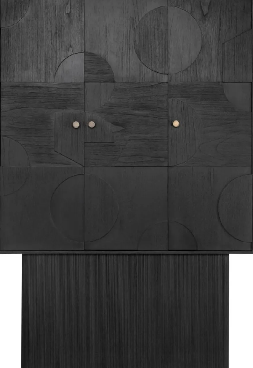 Casa Padrino Luxus Designer Schrank Schwarz 130 x 45 x H. 190 cm - Massivholz Regalschrank mit 3 Türen - Schlafzimmer Schrank - Wohnzimmer Schrank - Büro Schrank - Luxus Möbel
