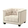 Casa Padrino Luxus Designer Sessel - Klassisches Polstermöbel in Panama Natural & Hellgrau, 94 x 85 x 73 cm