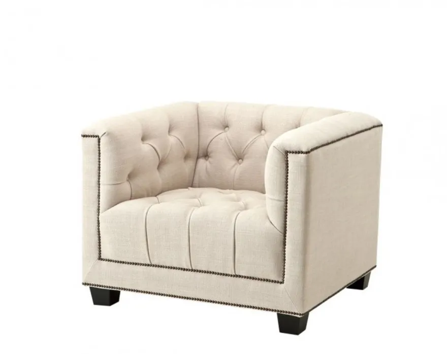 Casa Padrino Luxus Designer Sessel - Klassisches Polstermöbel in Panama Natural & Hellgrau, 94 x 85 x 73 cm
