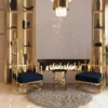 Casa Padrino Luxus Designer Sessel rechte Seite Schwarz / Gold 68 x 68 x H. 153 cm - Wohnzimmer Möbel - Hotel Möbel - Luxus Möbel