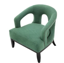 Casa Padrino Luxus Designer Sessel im Barock Stil - Grün / Schwarz / Antik Messing - 80 x 76 x 79 cm