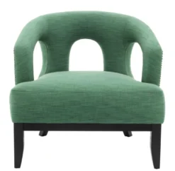 Casa Padrino Luxus Designer Sessel im Barock Stil - Grün / Schwarz / Antik Messing - 80 x 76 x 79 cm