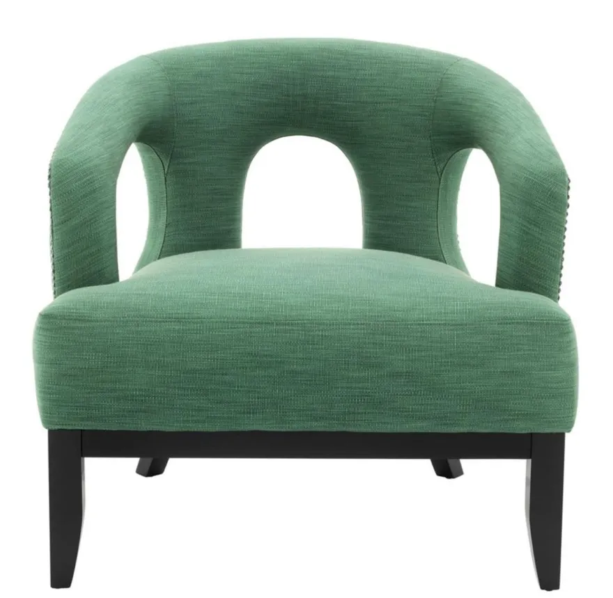 Casa Padrino Luxus Designer Sessel im Barock Stil - Grün / Schwarz / Antik Messing - 80 x 76 x 79 cm