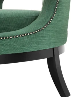 Casa Padrino Luxus Designer Sessel im Barock Stil - Grün / Schwarz / Antik Messing - 80 x 76 x 79 cm