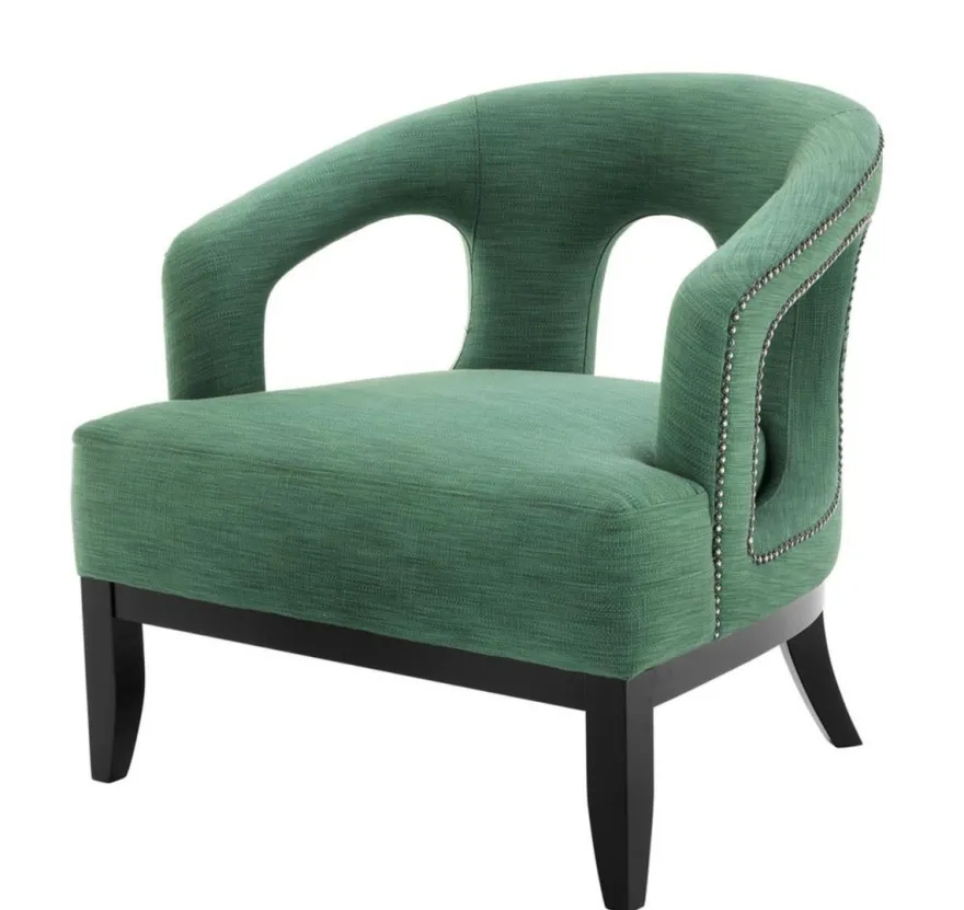Casa Padrino Luxus Designer Sessel im Barock Stil - Grün / Schwarz / Antik Messing - 80 x 76 x 79 cm