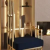 Casa Padrino Luxus Designer Sessel linke Seite Schwarz / Gold 68 x 68 x H. 153 cm - Wohnzimmer Möbel - Hotel Möbel - Luxus Möbel