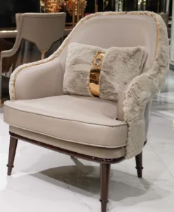 Casa Padrino Luxus Designer Sessel Grau / Dunkelbraun / Gold - Wohnzimmer Sessel - Hotel Sessel - Wohnzimmer Möbel - Luxus Möbel - Wohnzimmer Einrichtung - Luxus Einrichtung - Möbel Luxus