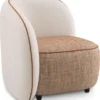 Casa Padrino Luxus Designer Sessel Linke Seite Creme / Orange / Schwarz 90 x 85 x H. 82 cm - Wohnzimmer Sessel - Hotel Sessel - Wohnzimmer Möbel - Luxus Möbel - Wohnzimmer Einrichtung