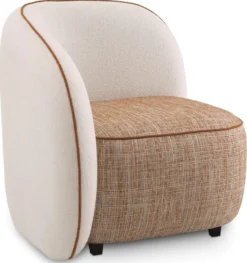 Casa Padrino Luxus Designer Sessel Linke Seite Creme / Orange / Schwarz 90 x 85 x H. 82 cm - Wohnzimmer Sessel - Hotel Sessel - Wohnzimmer Möbel - Luxus Möbel - Wohnzimmer Einrichtung