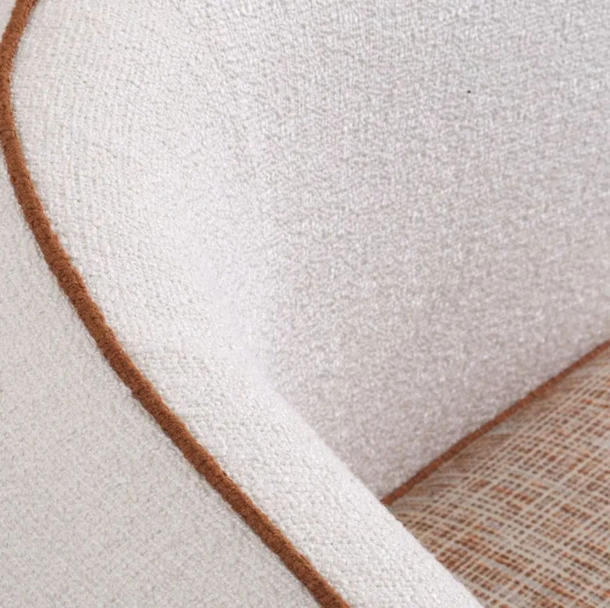 Casa Padrino Luxus Designer Sessel Linke Seite Creme / Orange / Schwarz 90 x 85 x H. 82 cm - Wohnzimmer Sessel - Hotel Sessel - Wohnzimmer Möbel - Luxus Möbel - Wohnzimmer Einrichtung