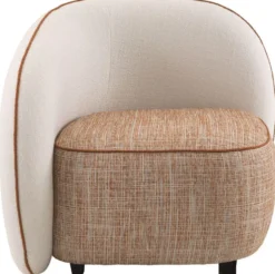 Casa Padrino Luxus Designer Sessel Linke Seite Creme / Orange / Schwarz 90 x 85 x H. 82 cm - Wohnzimmer Sessel - Hotel Sessel - Wohnzimmer Möbel - Luxus Möbel - Wohnzimmer Einrichtung