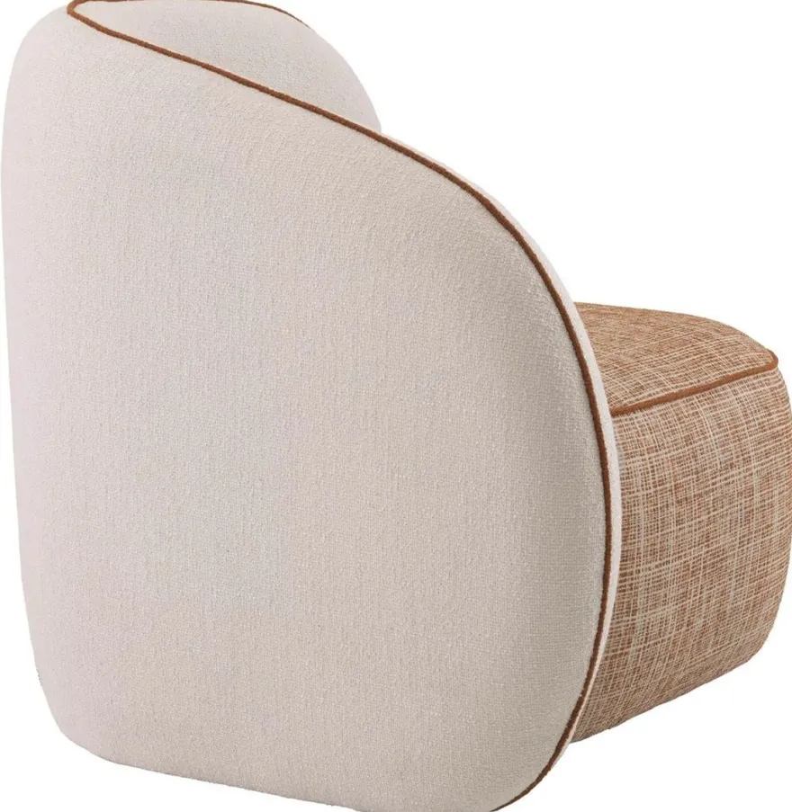 Casa Padrino Luxus Designer Sessel Linke Seite Creme / Orange / Schwarz 90 x 85 x H. 82 cm - Wohnzimmer Sessel - Hotel Sessel - Wohnzimmer Möbel - Luxus Möbel - Wohnzimmer Einrichtung