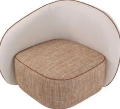 Casa Padrino Luxus Designer Sessel Linke Seite Creme / Orange / Schwarz 90 x 85 x H. 82 cm - Wohnzimmer Sessel - Hotel Sessel - Wohnzimmer Möbel - Luxus Möbel - Wohnzimmer Einrichtung