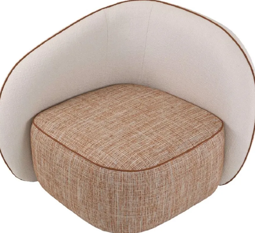 Casa Padrino Luxus Designer Sessel Linke Seite Creme / Orange / Schwarz 90 x 85 x H. 82 cm - Wohnzimmer Sessel - Hotel Sessel - Wohnzimmer Möbel - Luxus Möbel - Wohnzimmer Einrichtung