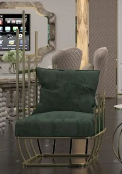 Casa Padrino Luxus Designer Sessel linke Seite mit Kissen Grün / Gold 68 x 68 x H. 153 cm - Wohnzimmer Möbel - Hotel Möbel - Luxus Möbel