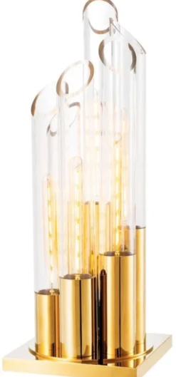 Casa Padrino Luxus Designer Tischleuchte Gold 30 x 30 x H. 80 cm - Limited Edition