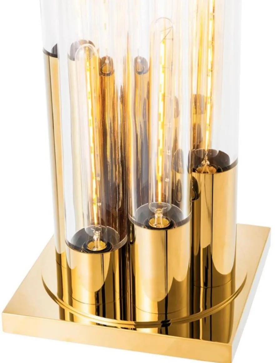 Casa Padrino Luxus Designer Tischleuchte Gold 30 x 30 x H. 80 cm - Limited Edition