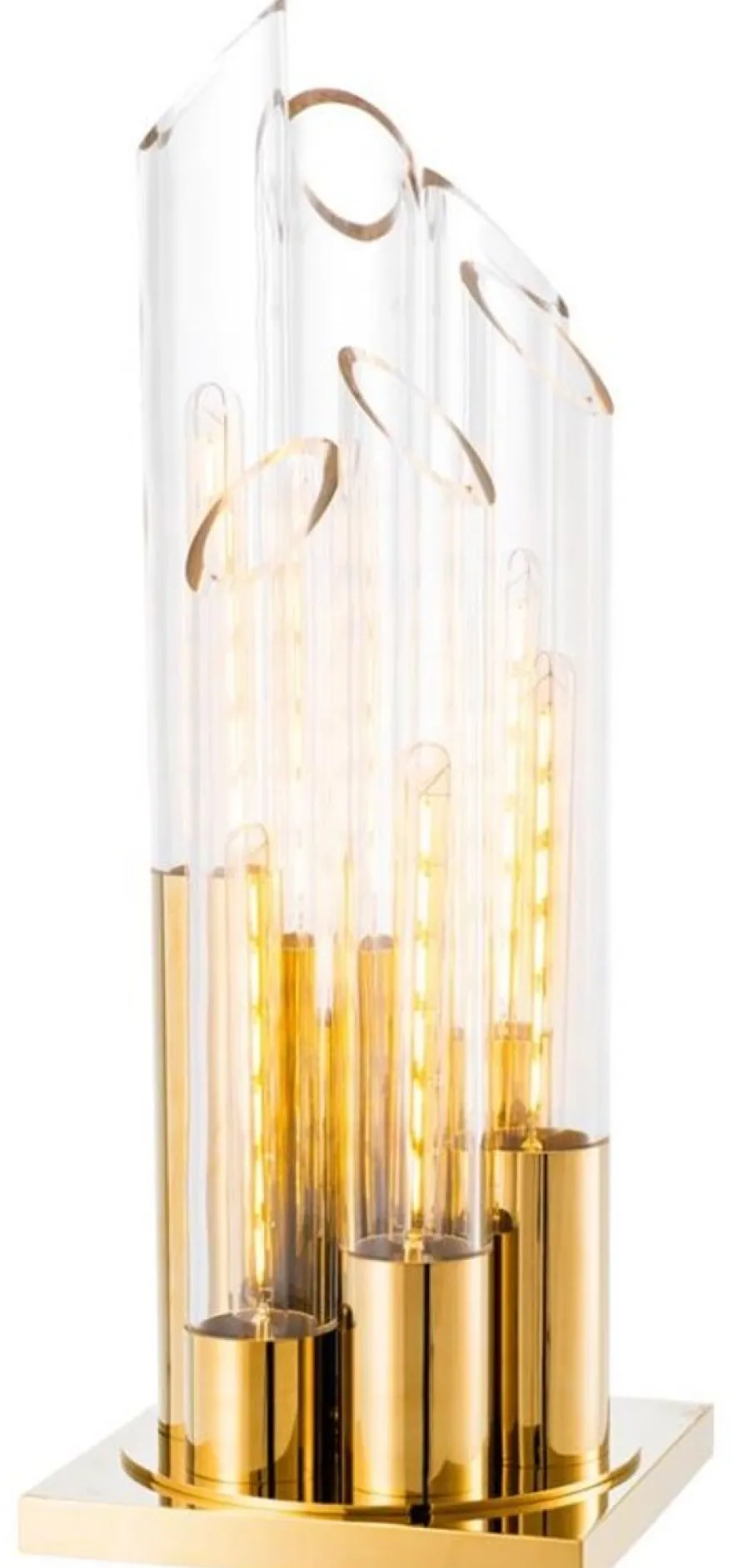 Casa Padrino Luxus Designer Tischleuchte Gold 30 x 30 x H. 80 cm - Limited Edition