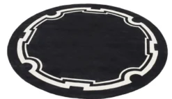 Casa Padrino Luxus Designer Teppich Schwarz / Weiß Durchmesser 280 cm - Limited Edition