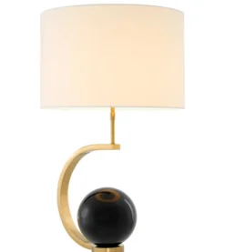 Casa Padrino Luxus Designer Tischleuchte in Schwarz Gold und Weiß, 48 x H. 80 cm - Limited Edition