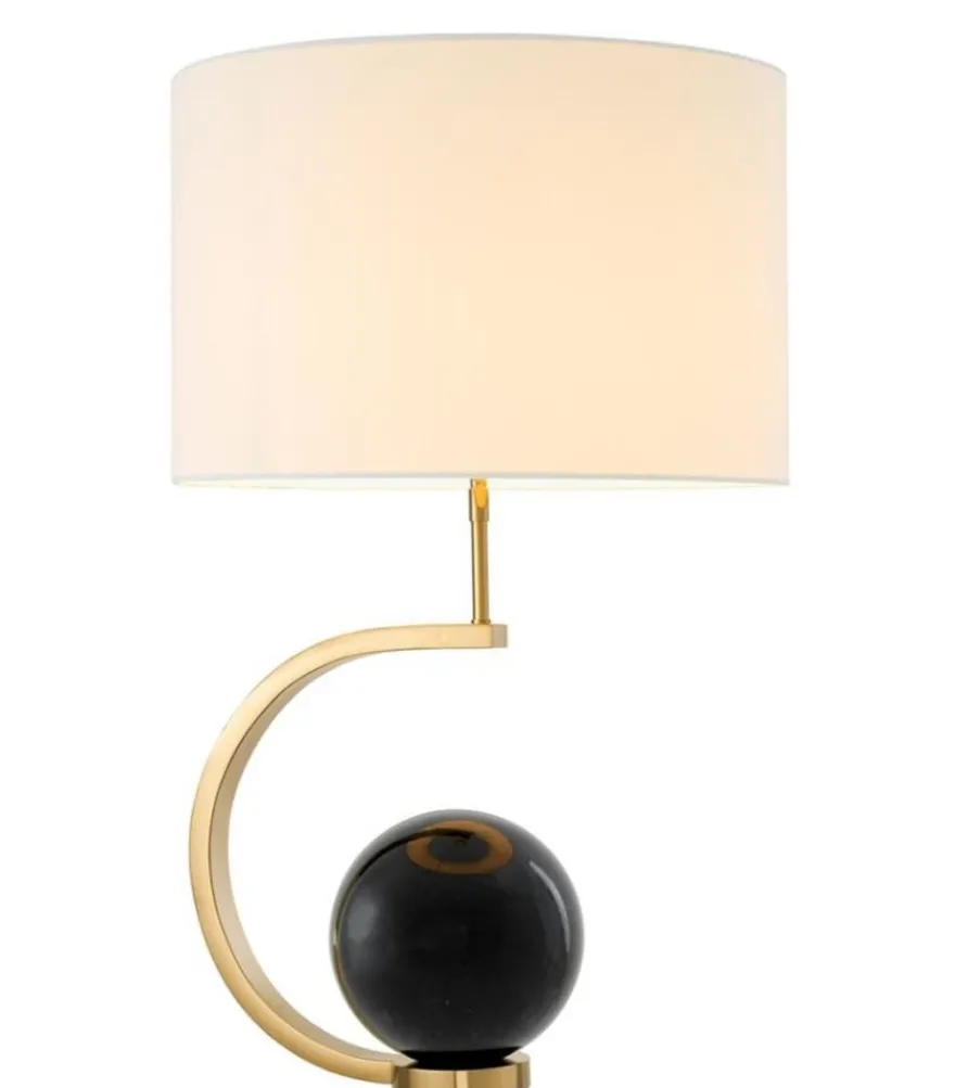 Casa Padrino Luxus Designer Tischleuchte in Schwarz Gold und Weiß, 48 x H. 80 cm - Limited Edition