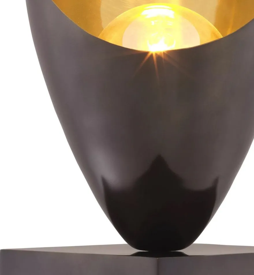 Casa Padrino Luxus Designer Tischleuchte Rotguss / Gold / Schwarz 30 x H. 70,5 cm - Elegante Schreibtischleuchte mit Granitsockel - Luxus Leuchten - Luxus Möbel - Luxus Interior