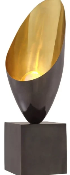 Casa Padrino Luxus Designer Tischleuchte Rotguss / Gold / Schwarz 30 x H. 70,5 cm - Elegante Schreibtischleuchte mit Granitsockel - Luxus Leuchten - Luxus Möbel - Luxus Interior