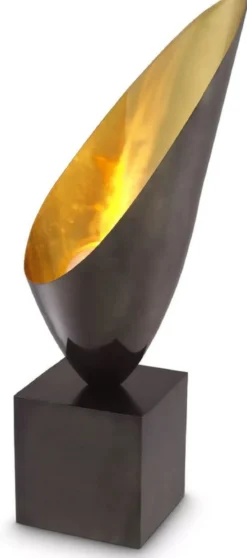 Casa Padrino Luxus Designer Tischleuchte Rotguss / Gold / Schwarz 30 x H. 70,5 cm - Elegante Schreibtischleuchte mit Granitsockel - Luxus Leuchten - Luxus Möbel - Luxus Interior