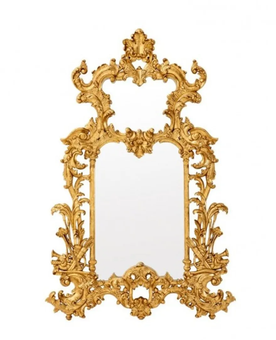 Casa Padrino Luxus Designer Wandspiegel Barock Stil Gold Blatt 124 x H 190 cm