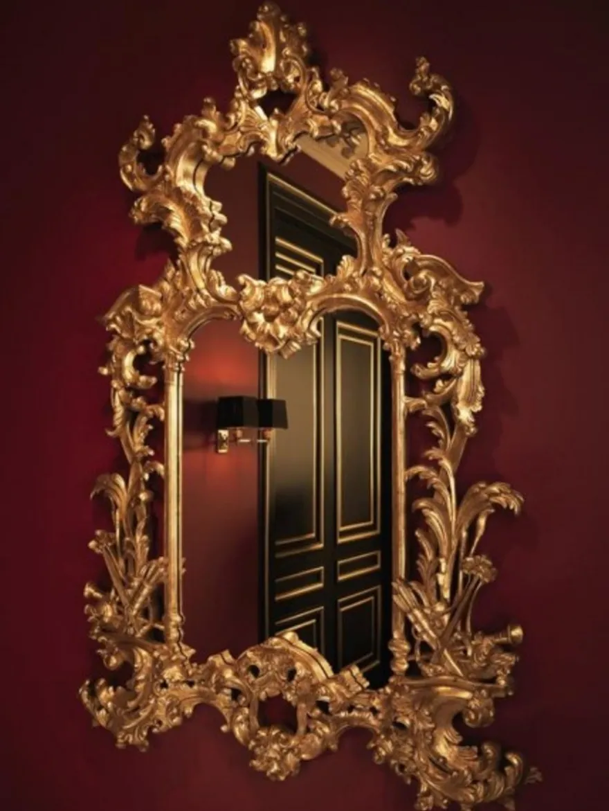 Casa Padrino Luxus Designer Wandspiegel Barock Stil Gold Blatt 124 x H 190 cm