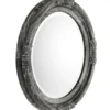 Casa Padrino Luxus Designer Wandspiegel in Schwarzem Kalk - Durchmesser 80 cm