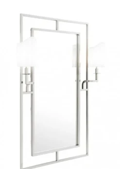 Casa Padrino Luxus Designer Wandspiegel in Nickel mit Beleuchtung 113 x H 140 cm
