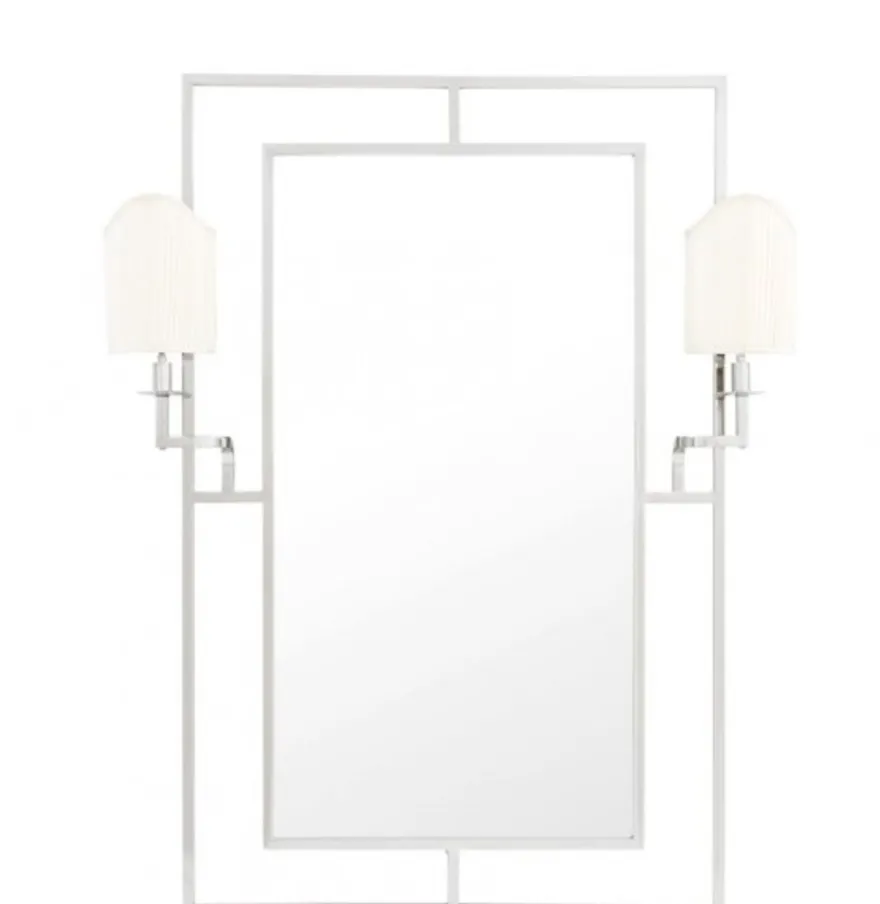 Casa Padrino Luxus Designer Wandspiegel in Nickel mit Beleuchtung 113 x H 140 cm