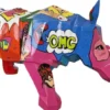 Casa Padrino Luxus Designer XXL Deko Skulptur Nashorn Bunt 180 x H. 80 cm - Riesige Garten XXL Deko Figur - XXL Deko Skulpturen - XXL Deko Figuren - XXL Tierfiguren - XXL Garten Deko