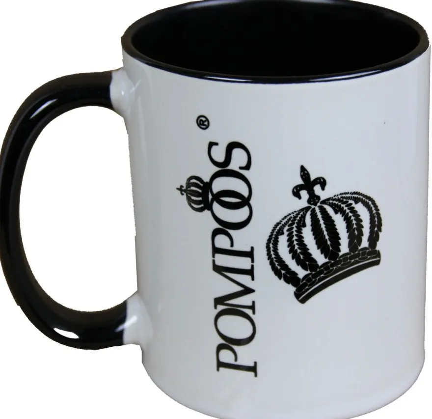 Casa Padrino Luxus Design Tasse Hund im rot-schwarzen Abendkleid von Harald Glööckler Pompöös, 9,5 x 8,5 cm