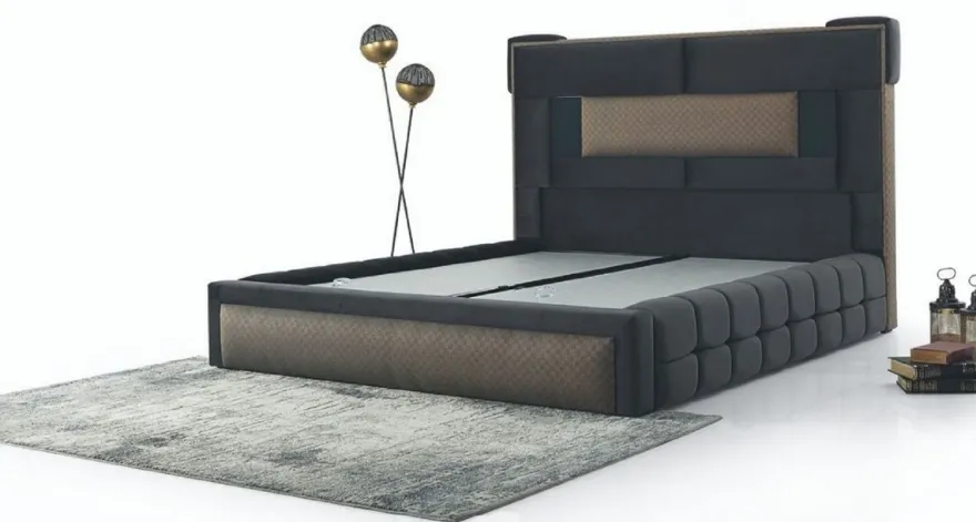 Casa Padrino Luxus Doppelbett Grau / Braun - Modernes Massivholz Bett - Moderne Schlafzimmer & Hotel Möbel - Luxus Kollektion