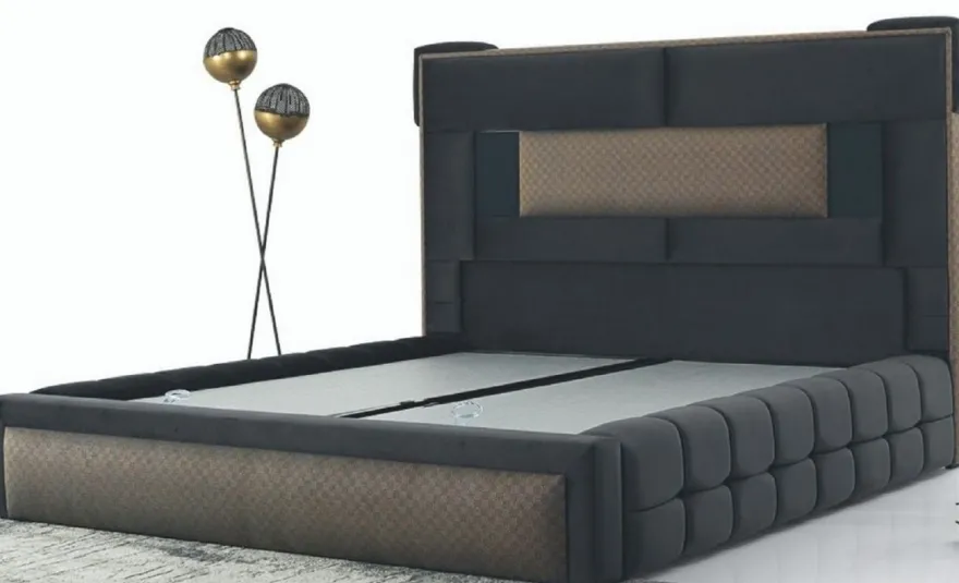 Casa Padrino Luxus Doppelbett Grau / Braun - Modernes Massivholz Bett - Moderne Schlafzimmer & Hotel Möbel - Luxus Kollektion