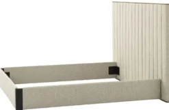 Casa Padrino Luxus Doppelbett Rahmen mit Kopfteil Naturfarben / Messing / Anthrazitgrau 224 x 224 x H. 145,5 cm - Schlafzimmer Möbel - Hotel Möbel - Luxus Qualität